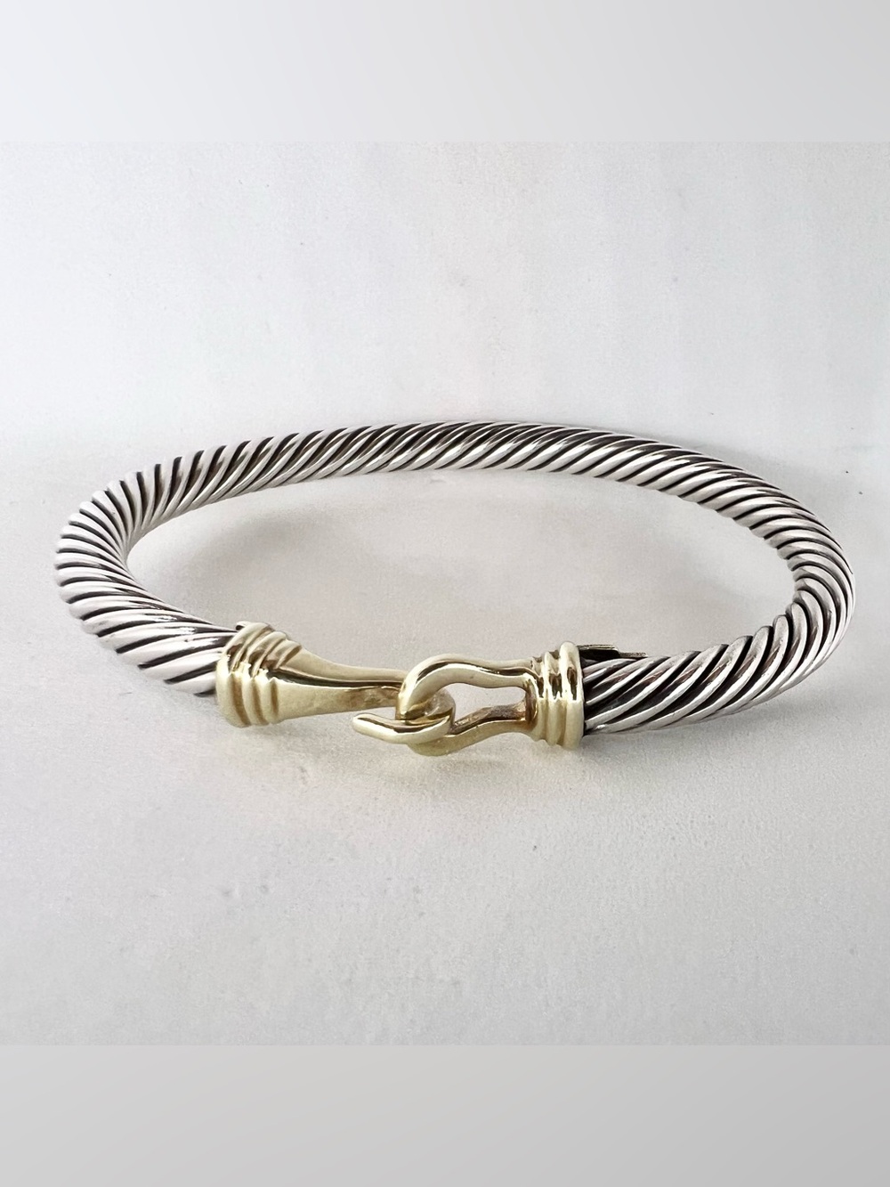 David Yurman Sterling Silver 14k Buckle Classic Cable Bracelet
